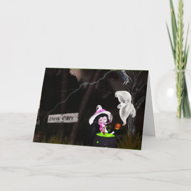 Cute ghostly Halloween card (Front)