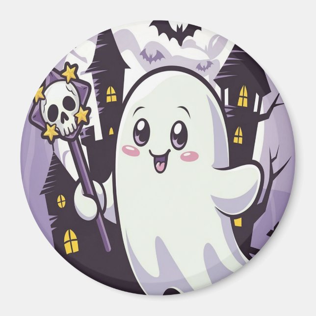 Cute Ghostly Poster with a Playful Twist Magnet (Front)