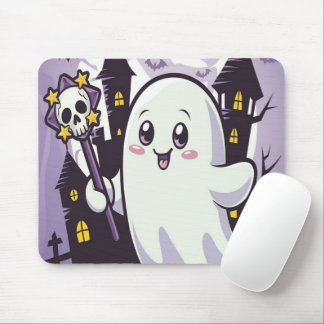 Cute Ghostly Poster with a Playful Twist Mouse Mat