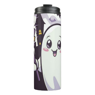 Cute Ghostly Poster with a Playful Twist Thermal Tumbler