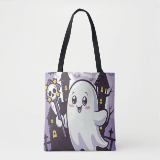 Cute Ghostly Poster with a Playful Twist Tote Bag