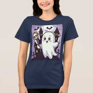 Cute Ghostly Poster with a Playful Twist Tri-Blend Shirt