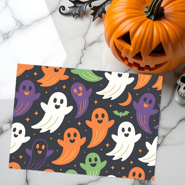 Cute Ghosts and Bats Spooky Halloween Pattern Tissue Paper (Creator Uploaded)