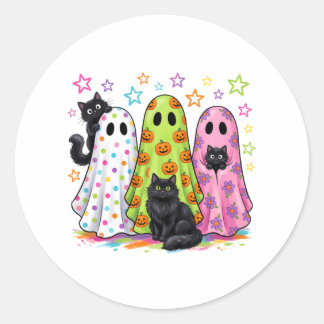 Cute Ghosts and Black Cats Classic Round Sticker