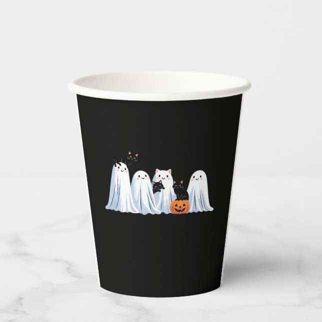 Cute Ghosts and Black Cats Halloween � Spooky Seas Paper Cups (Front)