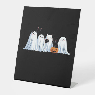 Cute Ghosts and Black Cats Halloween � Spooky Seas Pedestal Sign