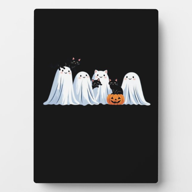 Cute Ghosts and Black Cats Halloween � Spooky Seas Plaque (Front)