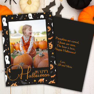Cute Ghosts and Gourds Happy Halloween Photo Holiday Card