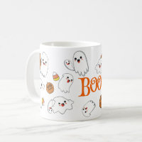 Cute Ghosts and Pumpkins Halloween Mug, 