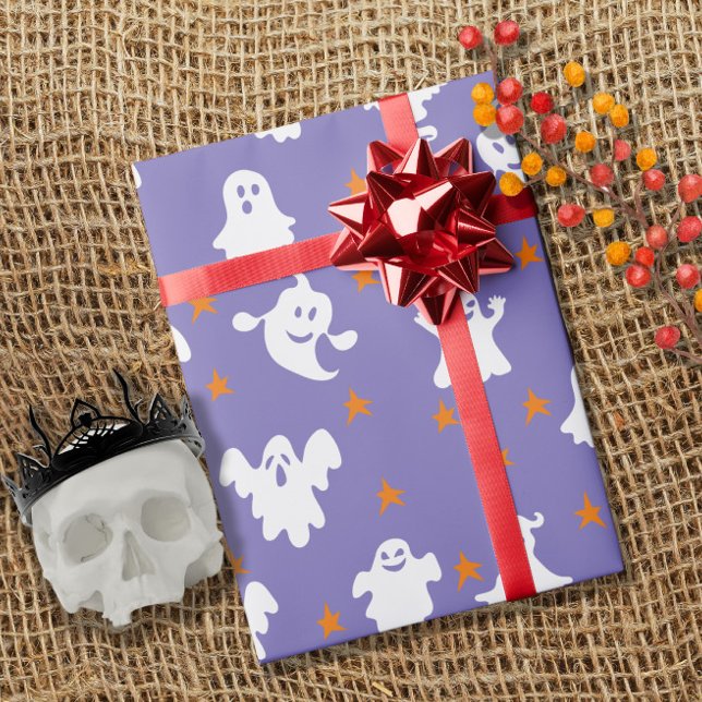 Cute Ghosts and Stars Pattern Halloween Wrapping Paper (Creator Uploaded)