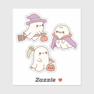 Cute Ghosts As Witch Grim Reaper And Vampire