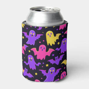 Cute Ghosts & Bats Halloween Can Cooler
