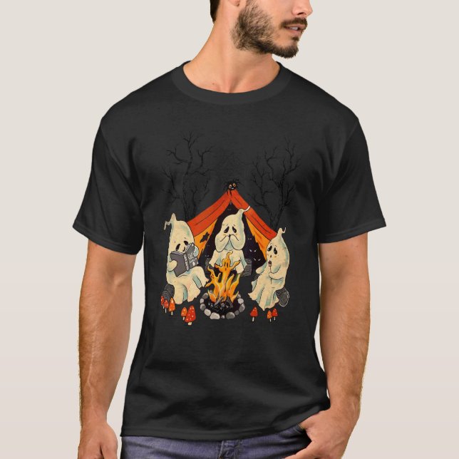 Cute Ghosts Camping  Halloween Ghost T-Shirt (Front)
