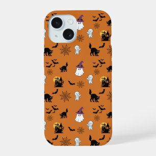 Cute Ghosts Cats Bats Halloween iPhone 15 Case