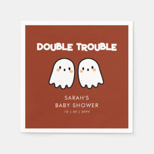 Cute Ghosts Double Trouble Twins Baby Shower Napkin