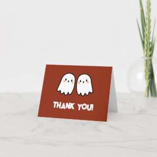 Cute Ghosts Double Trouble Twins Baby Shower Thank You Card