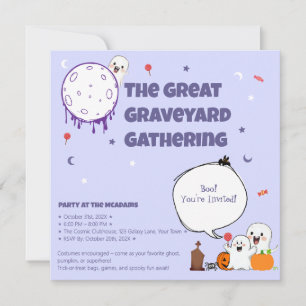 Cute Ghosts Graveyard – Kids Halloween Invite