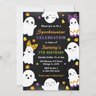 Cute Ghosts Halloween Birthday Party Invitation