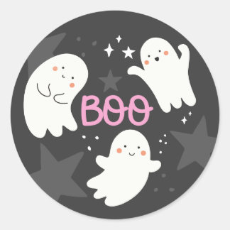 Cute Ghosts Halloween BOO Classic Round Sticker