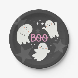 Cute Ghosts Halloween BOO Paper Plate