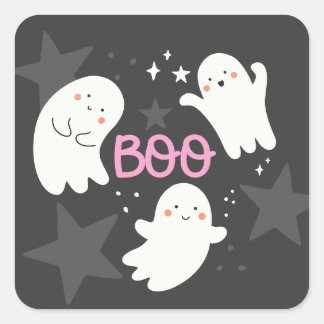 Cute Ghosts Halloween BOO Square Sticker