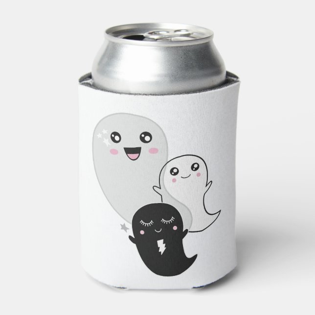 cute ghosts halloween kawaii can cooler (Can Front)