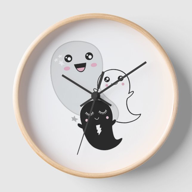 cute ghosts halloween kawaii clock (Front)