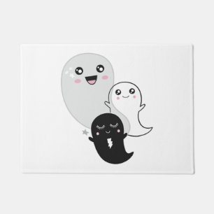 cute ghosts halloween kawaii doormat