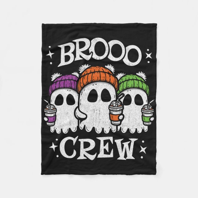 Cute Ghosts Ice Coffee - Halloween Ghost Coffee -  Fleece Blanket (Front)