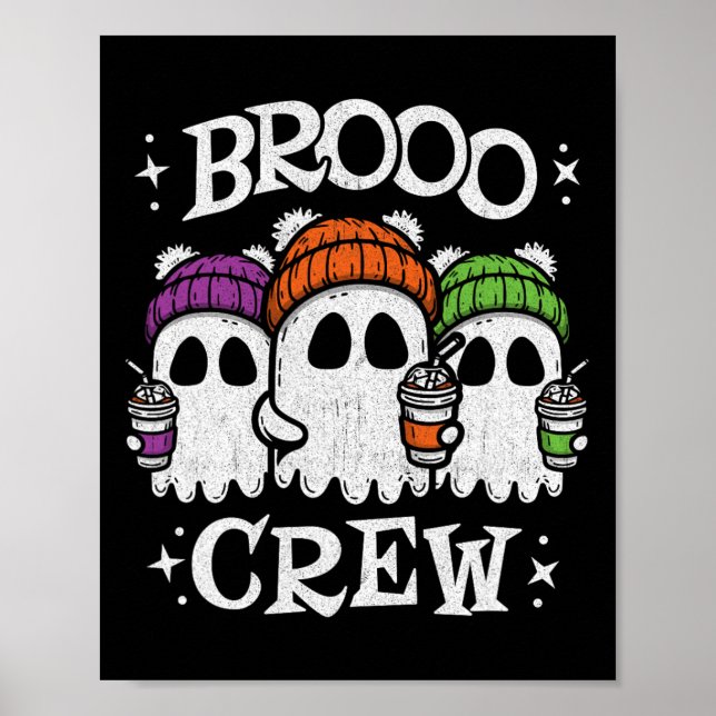 Cute Ghosts Ice Coffee - Halloween Ghost Coffee -  Poster (Front)
