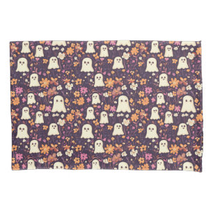 Cute Ghosts in a Field of Flowers Pillowcase Set