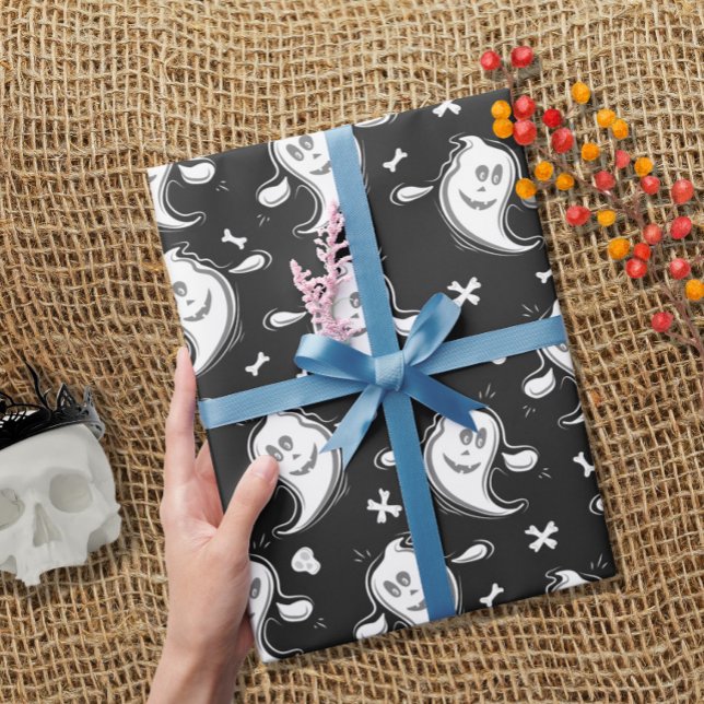 Cute Ghosts Pattern Halloween Wrapping Paper (Creator Uploaded)
