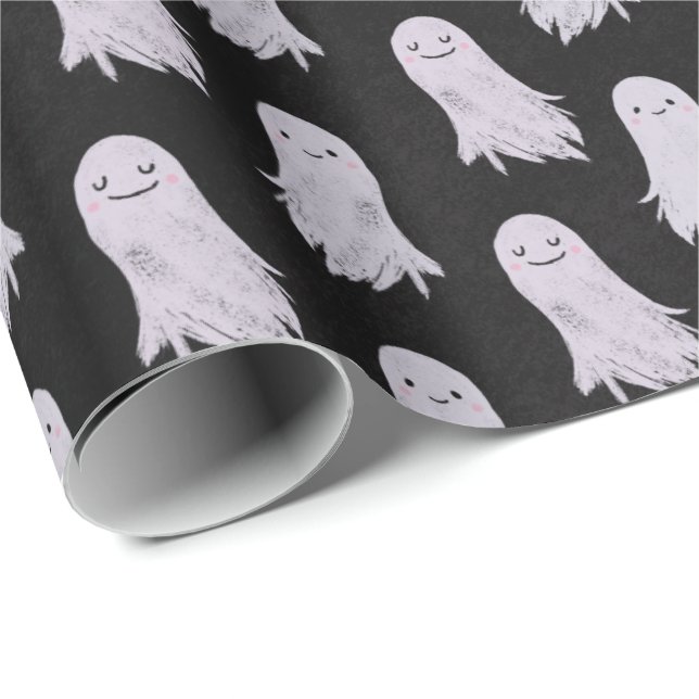 Cute Ghosts Pattern Halloween Wrapping Paper (Roll Corner)