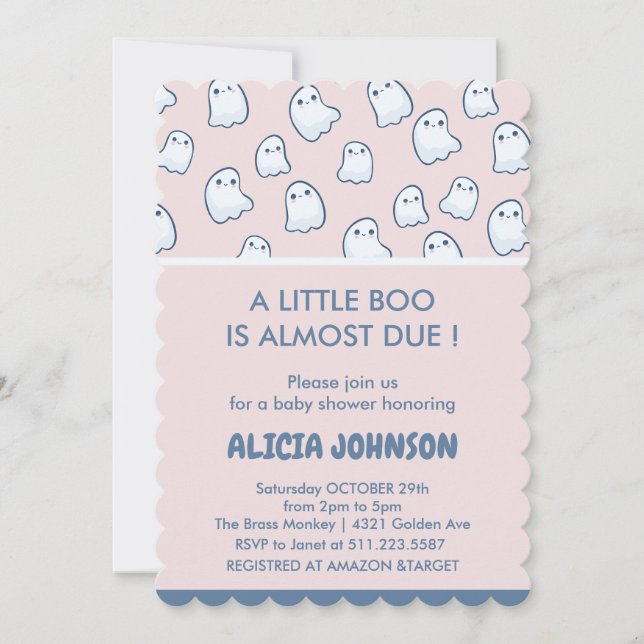 Cute ghosts pink Halloween Invitation (Front)