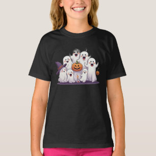 Cute Ghosts & Pumpkin Kids Halloween T-Shirt 
