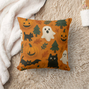 Cute Ghosts & Pumpkins Halloween Fleece Blanket Cushion