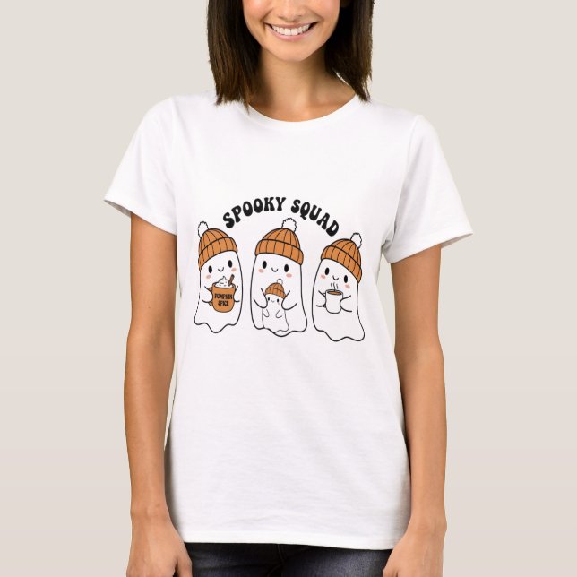 Cute Ghosts Spooky Squad Halloween T Shirt  (Front)