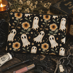 Cute Ghosts & Sunflowers Spooky Accessory Pouch