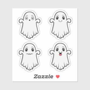 Cute Ghosts With Different Expressions Halloween