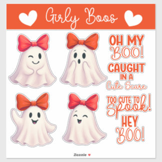 Cute Ghosts with Red Bows