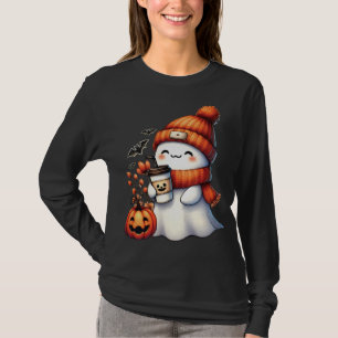 Cute Ghoul Drinking Coffee Halloween Ghoul Coffee T-Shirt