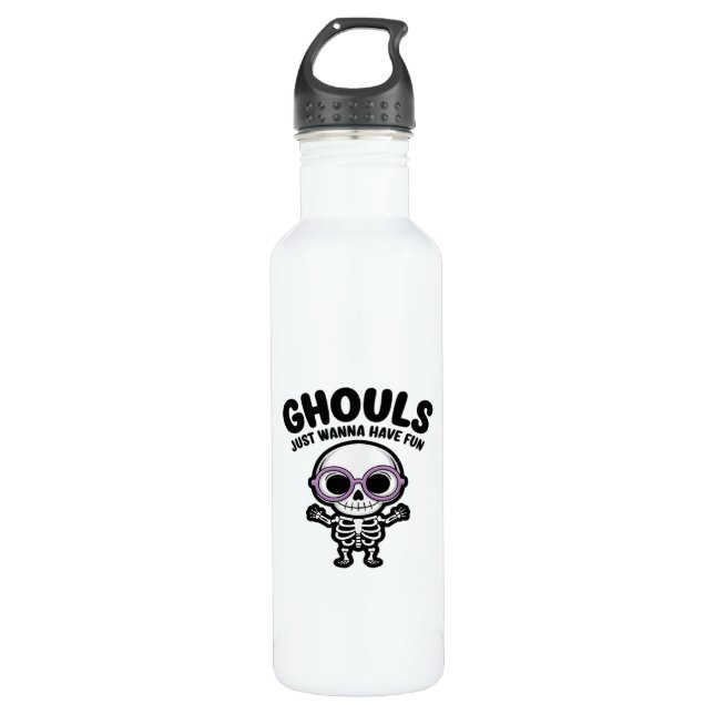 Cute Ghouls Just Wanna Have Fun Skeleton 710 Ml Water Bottle (Front)