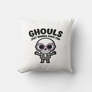 Cute Ghouls Just Wanna Have Fun Skeleton Cushion