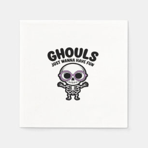 Cute Ghouls Just Wanna Have Fun Skeleton Napkin