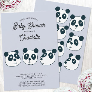 Cute Giant Panda Bear Baby Shower Invitation
