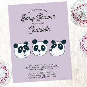 Cute Giant Panda Bear Baby Shower Invitation Postcard