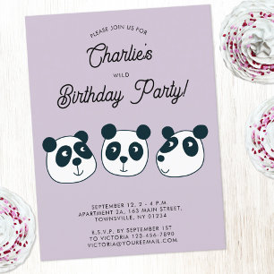 Cute Giant Panda Bear Birthday Party Invitation Postcard