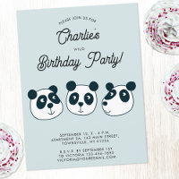 Cute Giant Panda Bear Birthday Party Invitation