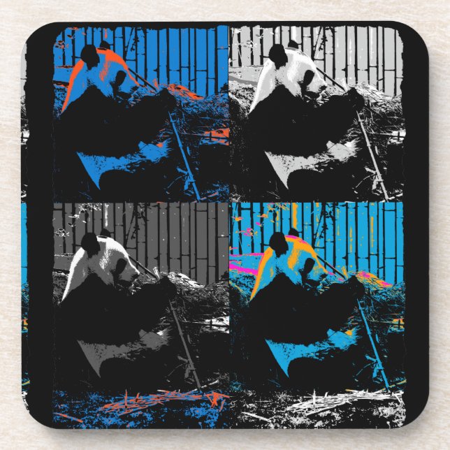 Cute Giant Panda Bear with tasty Bamboo Leaves Coaster (Front)