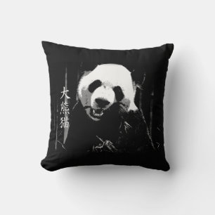 Cute Giant Panda Bear with tasty Bamboo Leaves Cushion